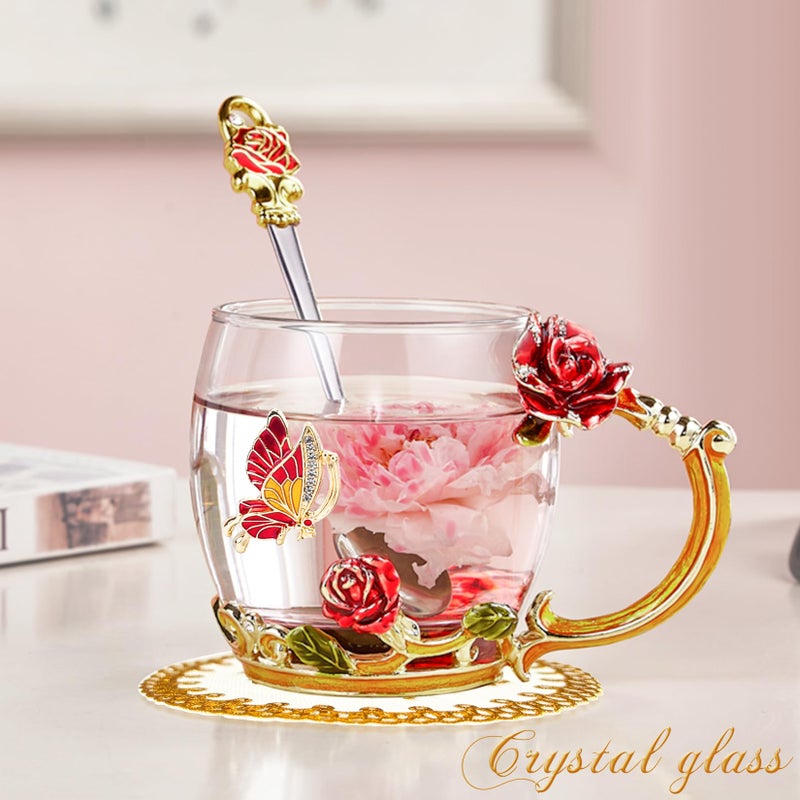 OEAGO Gifts for Mom Women Stocking Stuffers for Women Christmas Glass Coffee Enamels Mug Valentines Gifts for Her Girlfriend Wife Best Birthday Valentine's Mothers Day from Daughter Son Tea Cup - Image 4